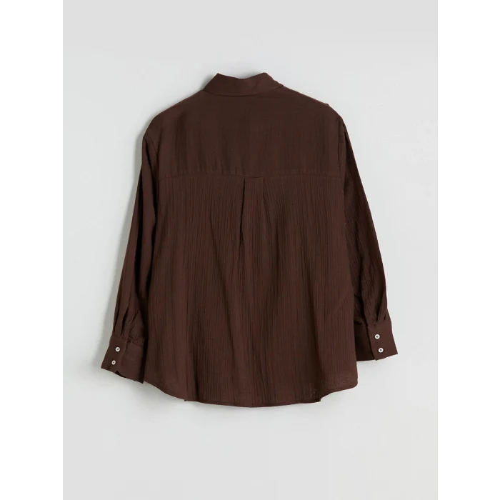 LCW Vision Kahverengi Dokulu Müslin Kadın Gömlek