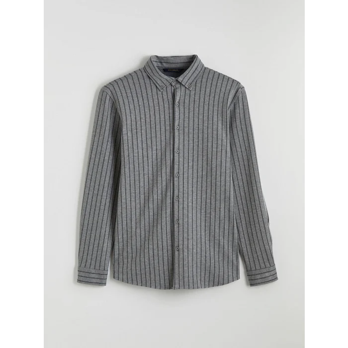 SOUTHBLUE Antrasit Slim Fit Çizgili Erkek Gömlek