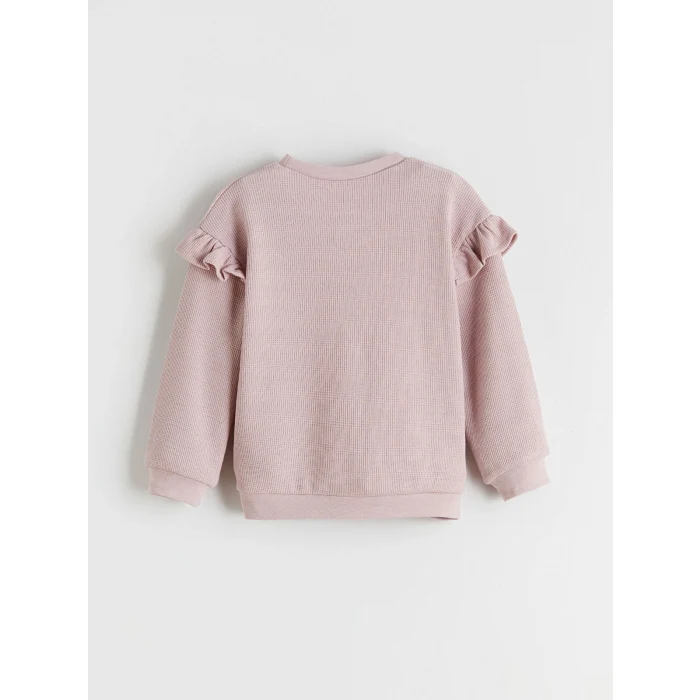 LCW baby Pembe Bisiklet Yaka Basic Kız Çocuk Sweatshirt ve Tayt