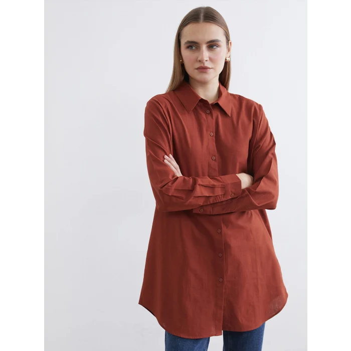 LCWAIKIKI Classic Kahverengi Regular Fit Kadın Gömlek Tunik