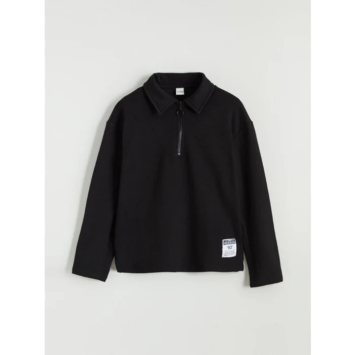 LCW Kids Siyah Polo Yaka Kız Çocuk Soft Touch Eşofman Takım