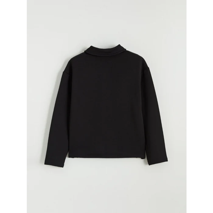 LCW Kids Siyah Polo Yaka Kız Çocuk Soft Touch Eşofman Takım