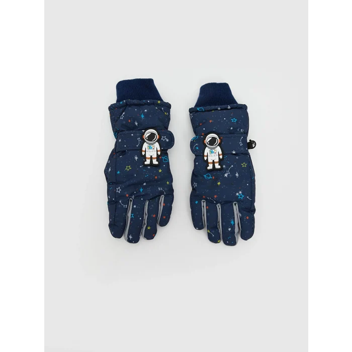 LCW ACCESSORIES Lacivert Baskılı Erkek Çocuk Kar Eldiveni