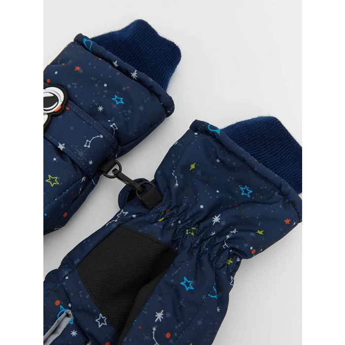 LCW ACCESSORIES Lacivert Baskılı Erkek Çocuk Kar Eldiveni