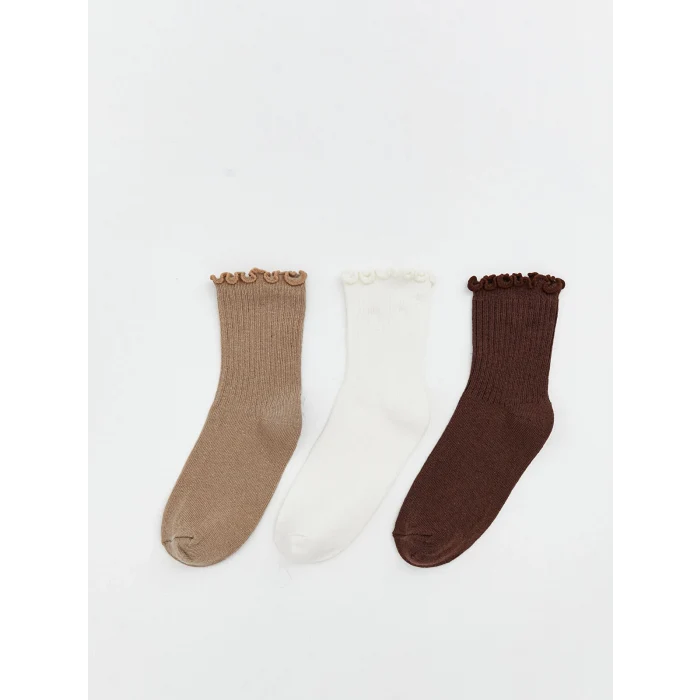 LCW Kids Bej Kız Çocuk Soket Çorap 3lü