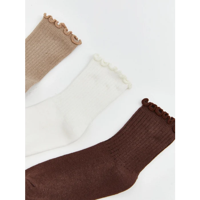 LCW Kids Bej Kız Çocuk Soket Çorap 3lü