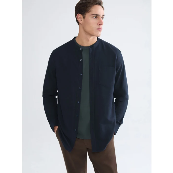 LCWAIKIKI Classic Lacivert Regular Fit Hakim Yaka Uzun Kollu Erkek Gömlek