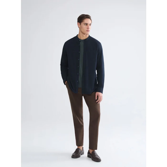 LCWAIKIKI Classic Lacivert Regular Fit Hakim Yaka Uzun Kollu Erkek Gömlek