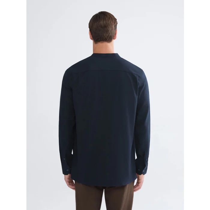 LCWAIKIKI Classic Lacivert Regular Fit Hakim Yaka Uzun Kollu Erkek Gömlek