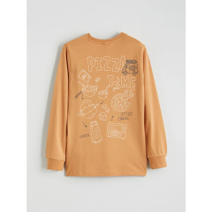 LCW Kids Kahverengi Bisiklet Yaka Erkek Çocuk Pijama Takımı