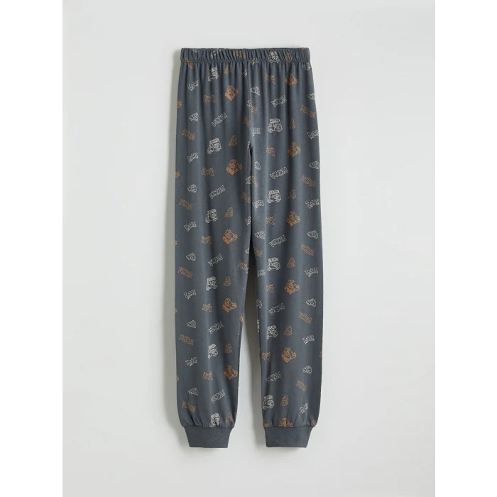 LCW Kids Kahverengi Bisiklet Yaka Erkek Çocuk Pijama Takımı