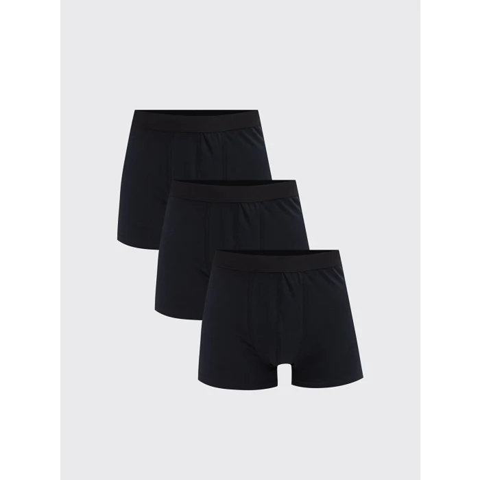LC WAIKIKI Siyah Rahat Kalıp Pamuklu Esnek Erkek Boxer 3lü