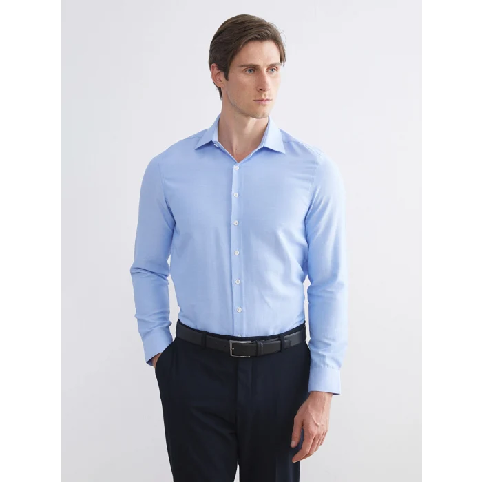 LCW BUSINESS Mavi Slim Fit Uzun Kollu Oxford Erkek Gömlek