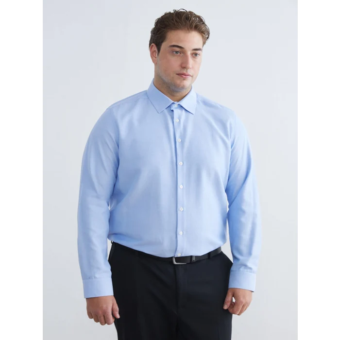 LCW BUSINESS Mavi Slim Fit Uzun Kollu Oxford Erkek Gömlek