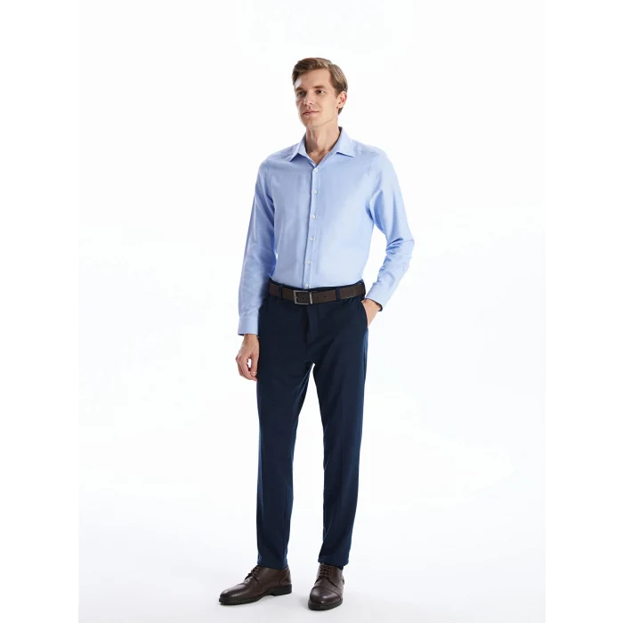 LCW BUSINESS Mavi Slim Fit Uzun Kollu Oxford Erkek Gömlek