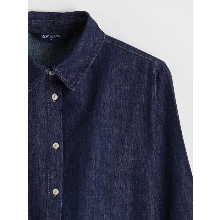 LCWAIKIKI Classic İndigo Kemerli Jean Gömlek Elbise