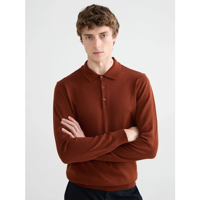 SOUTHBLUE Kahverengi Polo Yaka Erkek Triko Kazak