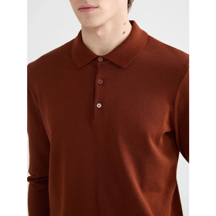 SOUTHBLUE Kahverengi Polo Yaka Erkek Triko Kazak