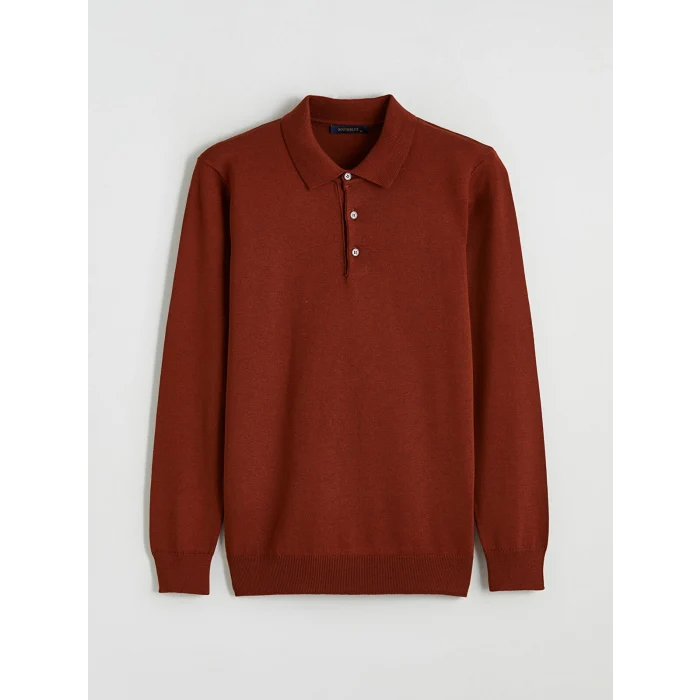 SOUTHBLUE Kahverengi Polo Yaka Erkek Triko Kazak