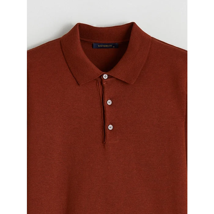 SOUTHBLUE Kahverengi Polo Yaka Erkek Triko Kazak