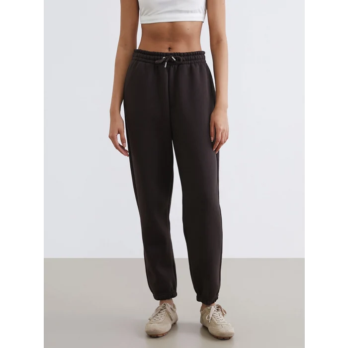 KOOR SPORT Kahverengi Beli Lastikli Kadın Kalın Jogger Eşofman Altı