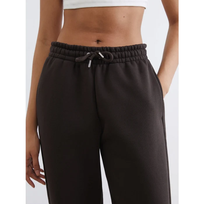 KOOR SPORT Kahverengi Beli Lastikli Kadın Kalın Jogger Eşofman Altı