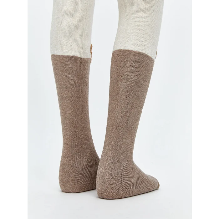 LCW Kids Bej Ayı Teddy Desenli Kız Çocuk Külotlu Çorap