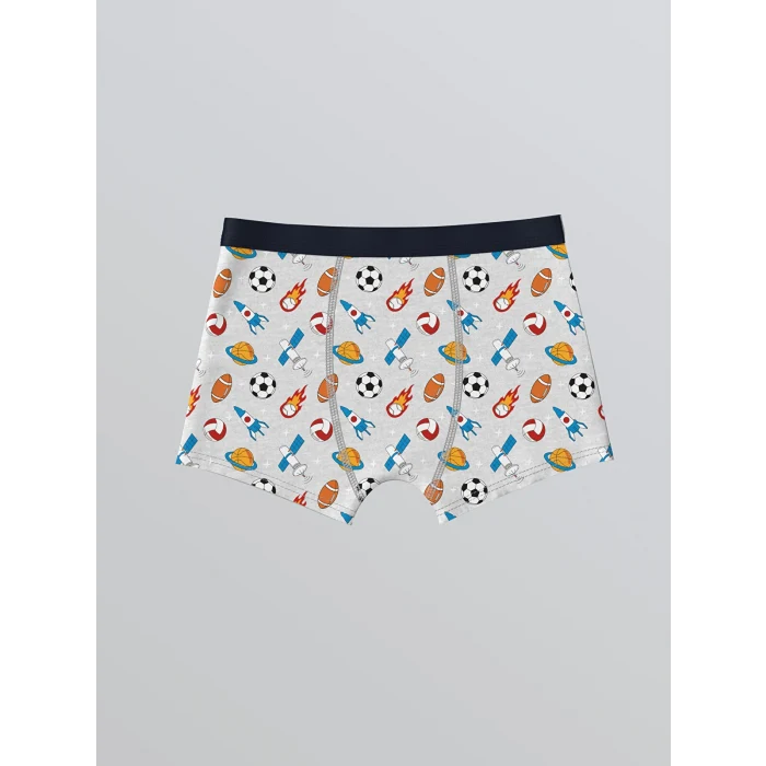 LCW Kids Gri Baskılı Erkek Çocuk Boxer 3lü