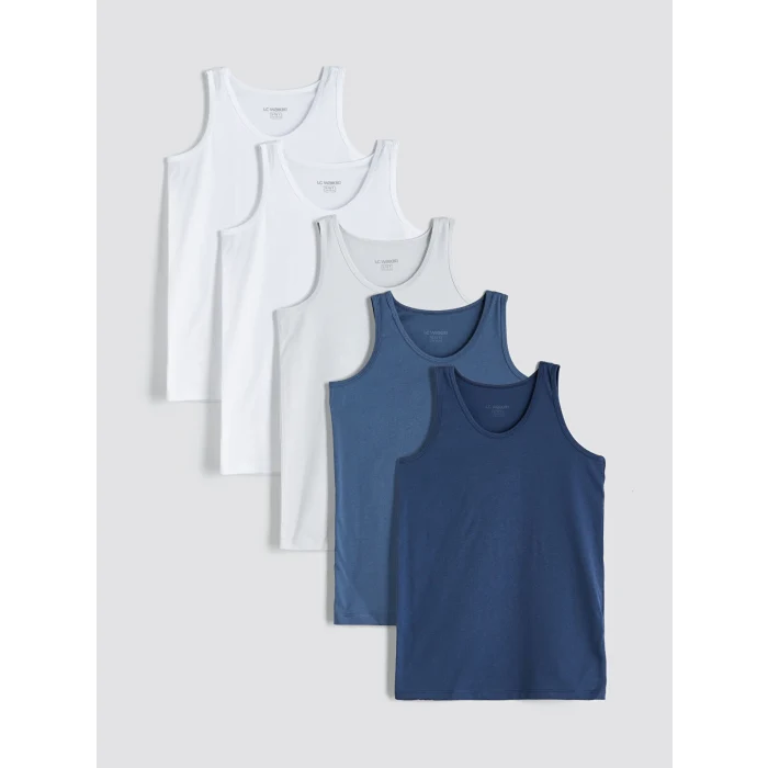 LCW Kids Lacivert Bisiklet Yaka Erkek Çocuk Atlet 5li