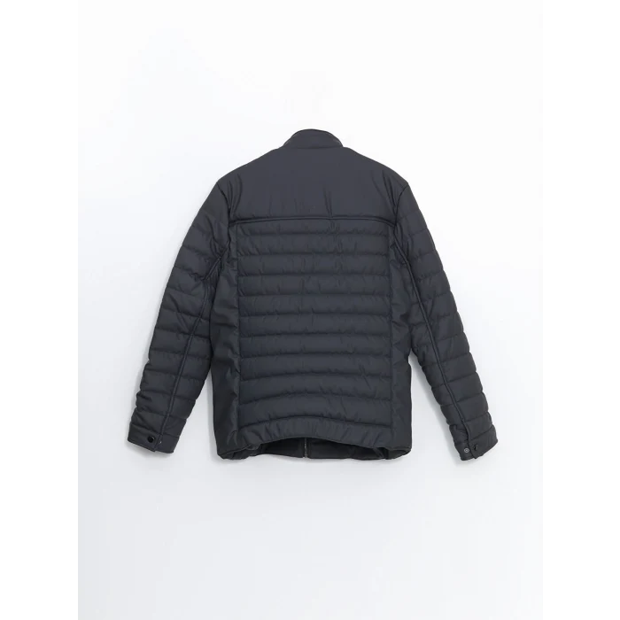 LCWAIKIKI Classic Antrasit Standart Kalıp Dik Yaka Erkek Deri Görünümlü Mont