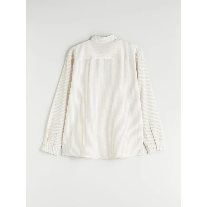 LCW Vision Bej Slim Fit Uzun Kollu Çizgili Erkek Gömlek