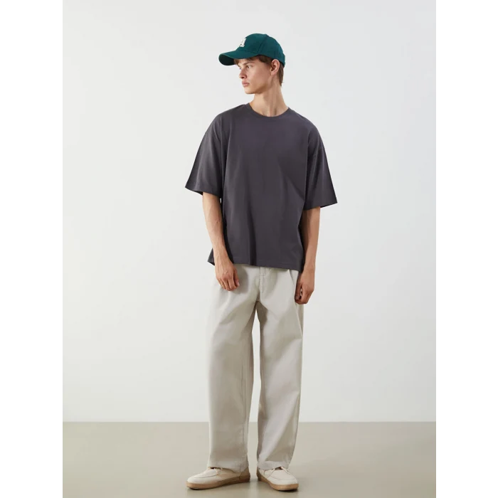 XSIDE Gri Bisiklet Yaka Penye Erkek Tişört