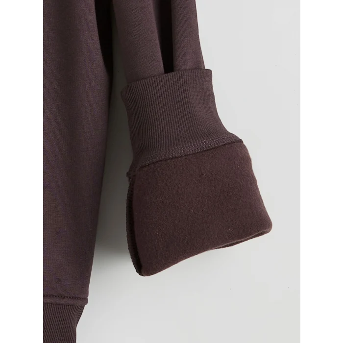 LCW Kids Mürdüm Bisiklet Yaka Baskılı Kız Çocuk Kalın Sweatshirt