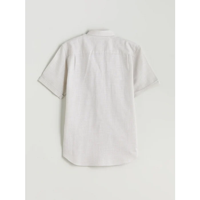 LCWAIKIKI Classic Bej Regular Fit Kısa Kollu Armürlü Erkek Gömlek