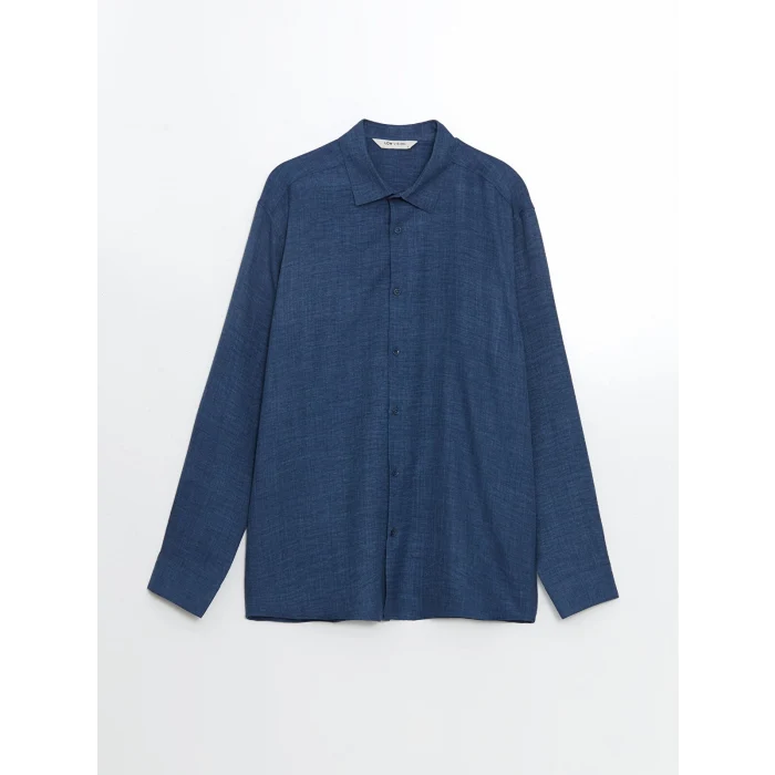 LCW Vision İndigo Regular Fit Uzun Kollu Erkek Gömlek