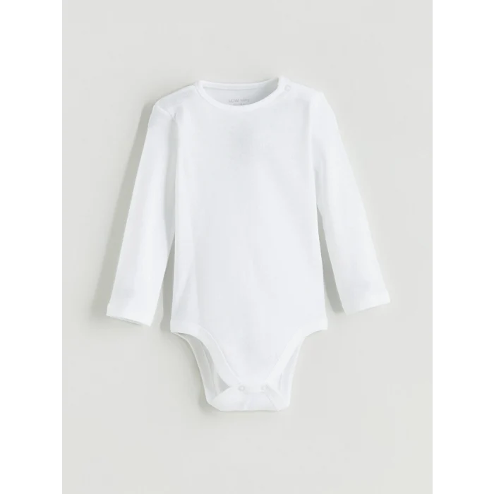 LCW baby Ekru Bisiklet Yaka Basic Kız Bebek Çıtçıtlı Bodysuit 2li