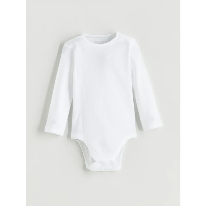 LCW baby Ekru Bisiklet Yaka Basic Kız Bebek Çıtçıtlı Bodysuit 2li