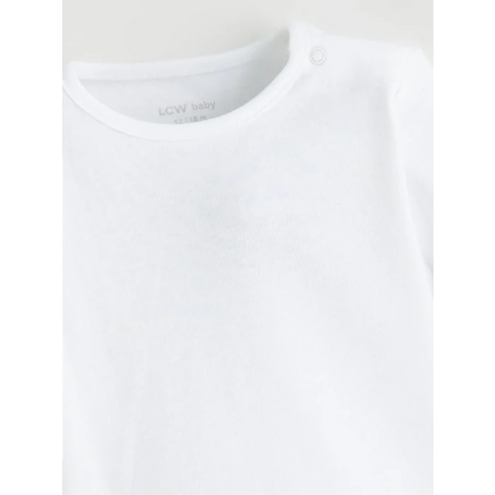 LCW baby Ekru Bisiklet Yaka Basic Kız Bebek Çıtçıtlı Bodysuit 2li