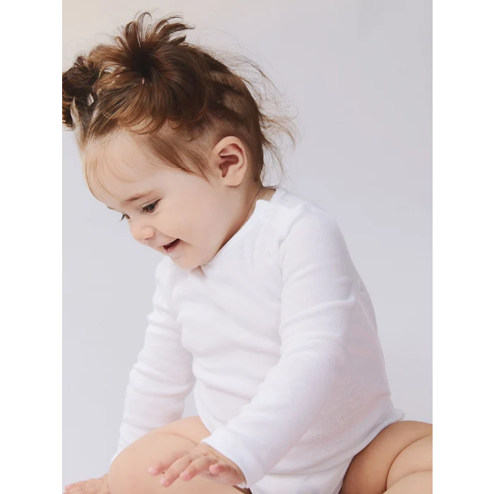 LCW baby Ekru Bisiklet Yaka Basic Kız Bebek Çıtçıtlı Bodysuit 2li