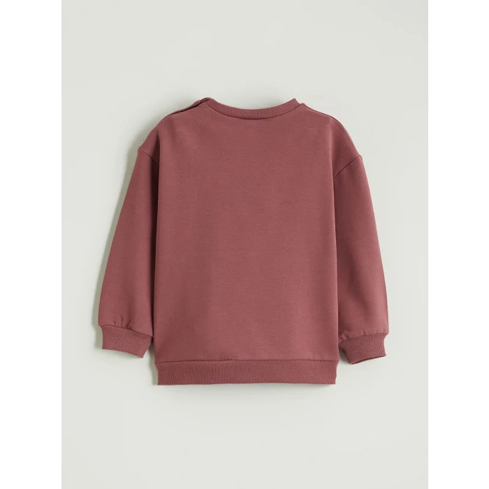 LCW baby Pembe Bisiklet Yaka Baskılı Erkek Bebek Sweatshirt