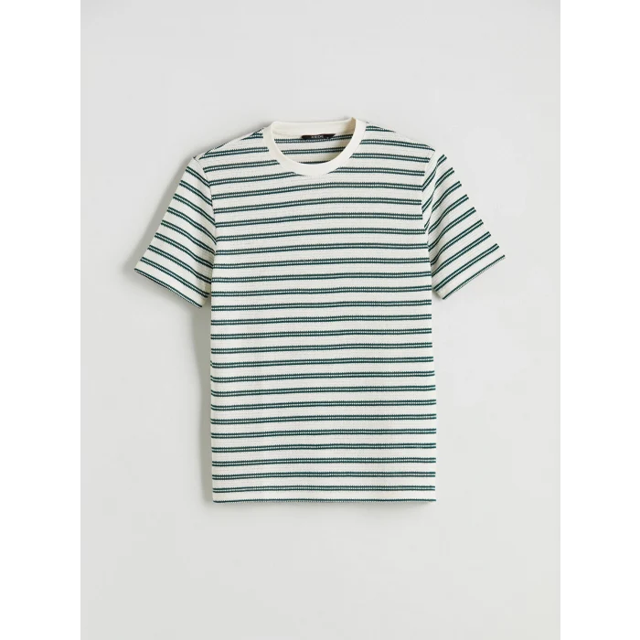 XSIDE Yeşil Bisiklet Yaka Çizgili Penye Erkek Tişört