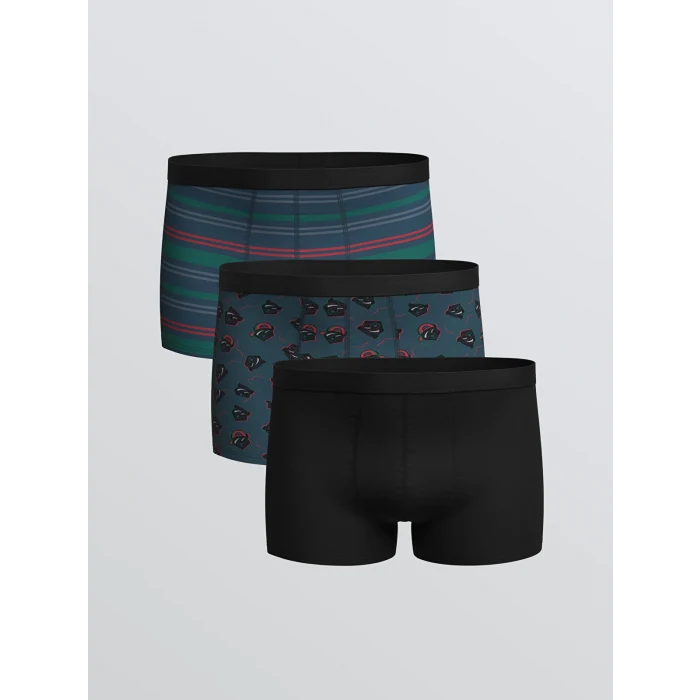 LC WAIKIKI Lacivert Standart Kalıp Pamuklu Esnek Erkek Boxer 3lü