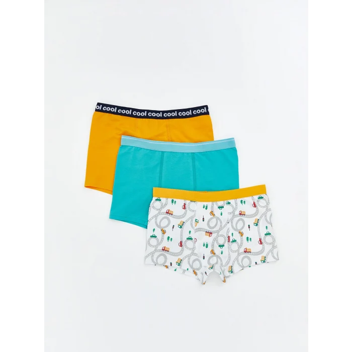 LCW Kids Gri Baskılı Erkek Çocuk Boxer 3lü