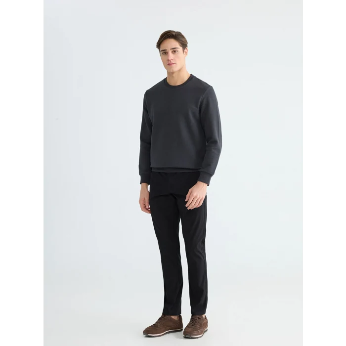 LCWAIKIKI Classic Antrasit Bisiklet Yaka Erkek Sweatshirt
