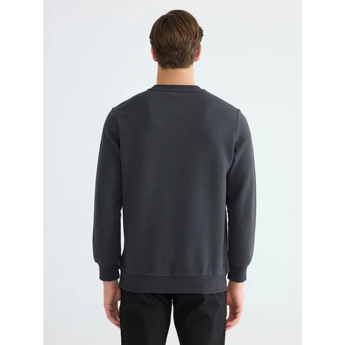 LCWAIKIKI Classic Antrasit Bisiklet Yaka Erkek Sweatshirt