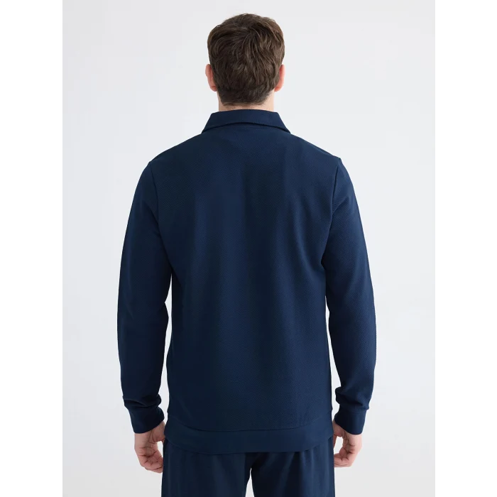 LCWAIKIKI Classic Lacivert Polo Yaka Erkek Sweatshirt