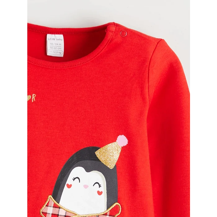 LCW baby Kırmızı Ekose Desenli Kız Bebek Pijama Takımı