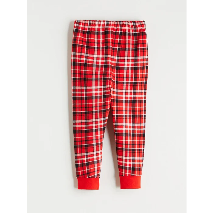 LCW baby Kırmızı Ekose Desenli Kız Bebek Pijama Takımı