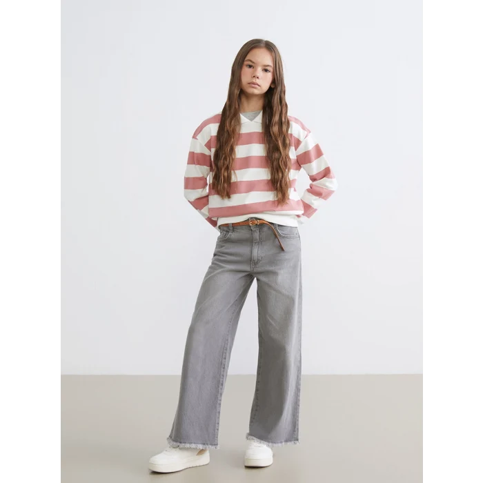 LCW Kids Karışık Wideleg Kız Çocuk Jean Pantolon