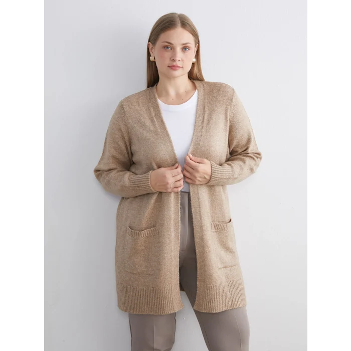 LCWAIKIKI Classic Kahverengi Şal Yaka Kadın Triko Hırka